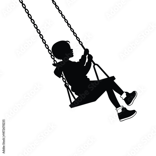swing man  silhouette illustration on white background