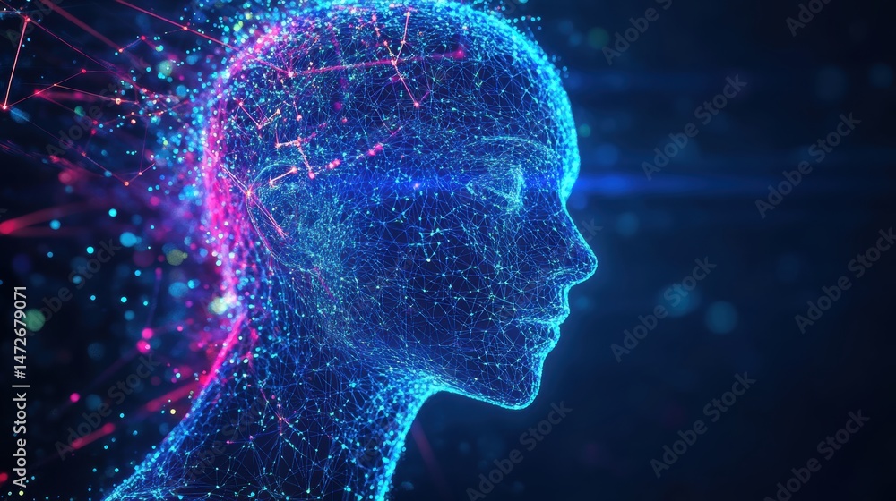 Machine learning-generated AI hologram displaying data. Machine learning-generated AI hologram displaying data.