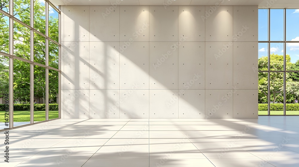 Obraz premium Empty Room with Large Windows