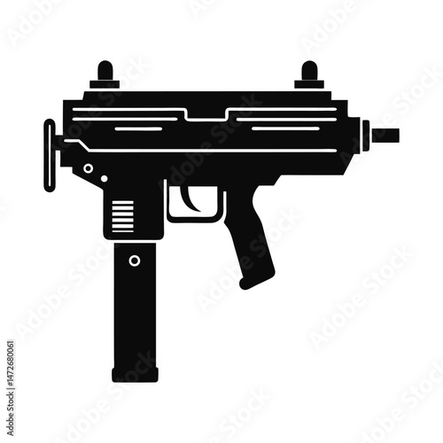a gun  silhouette illustration on white background