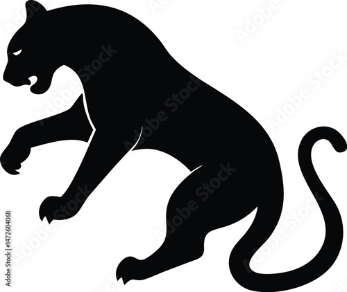Crouching Panther in Attack Pose – Fierce Predator Vector Art