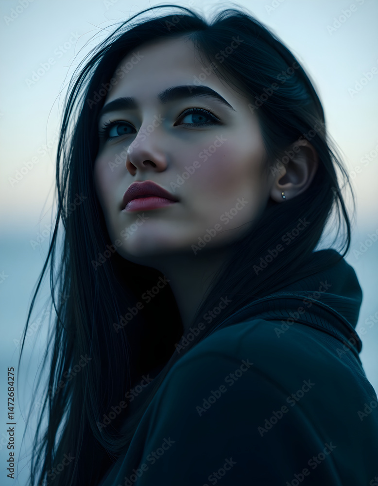 Beautiful Woman against a dusky backdrop Beautiful Woman against a dusky backdrop