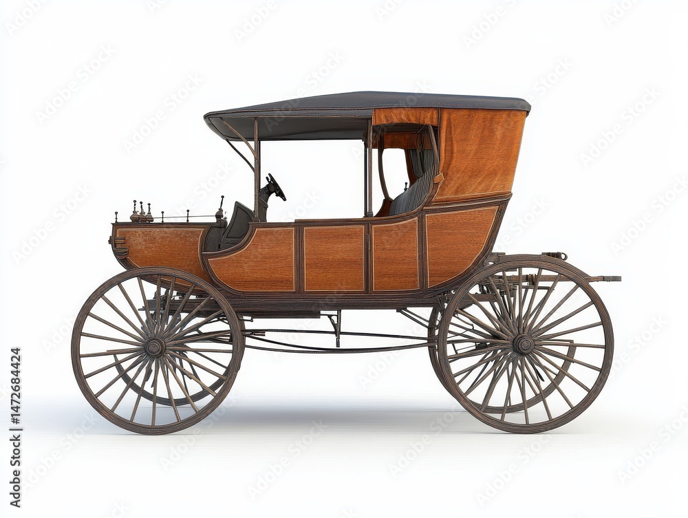 Fototapeta premium Antique horse carriage isolated on white background