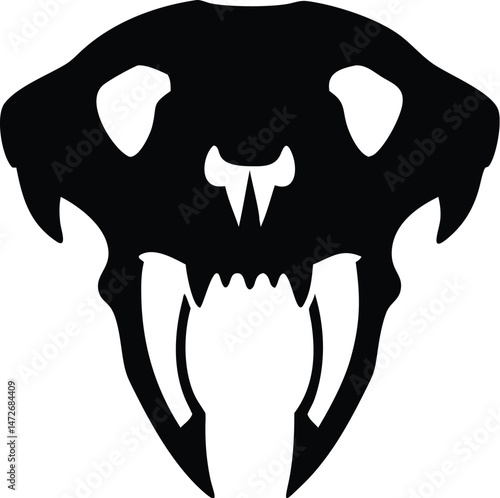 Saber-Tooth Tiger Skull in Gothic Style – Dark Vintage Vector Art