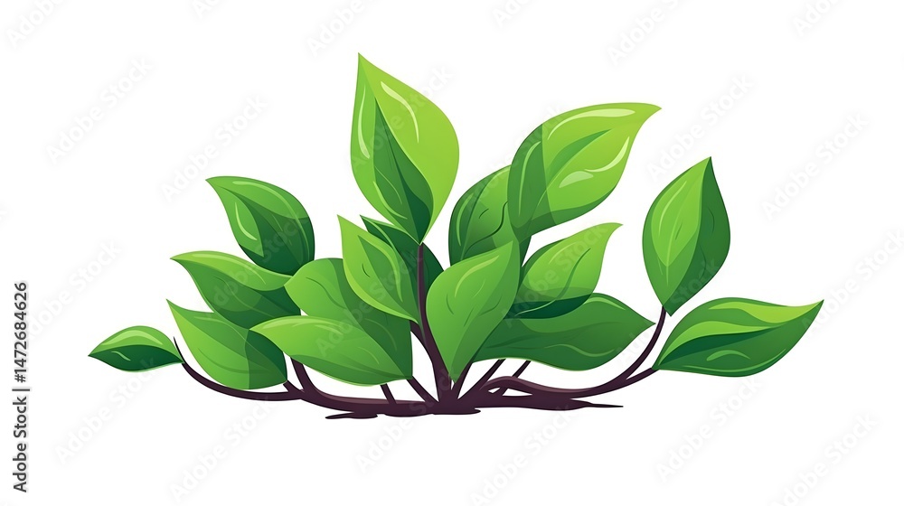 Naklejka premium Green natural plant with leaves, a design symbolizing ecology and nature conservation