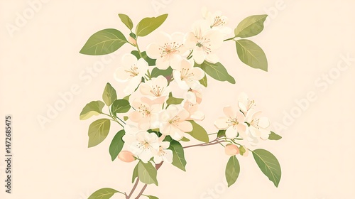 Peach Blossom Branch with Spring Bloom.