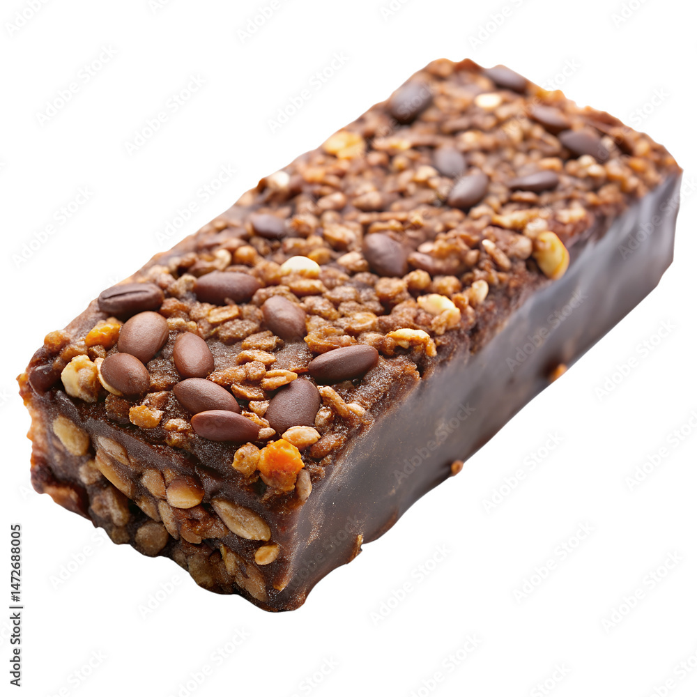 Chocolate Energy Bar With Visible Grains on Transparent Background Chocolate Energy Bar With Visible Grains on Transparent Background