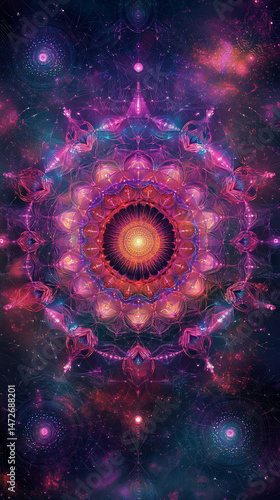 Intricate Cosmic Mandala Digital Art