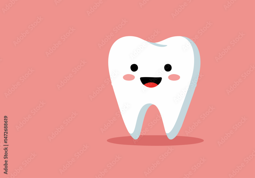 A cute, cartoon tooth illustration with a heart and text: A cute, cartoon tooth illustration with a heart and text: