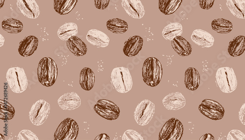 Mocha Mousse Coffee Bean Pattern � 2025 Color Trend Seamless Crayon Hand-Drawn Texture and Abstract Grain Background