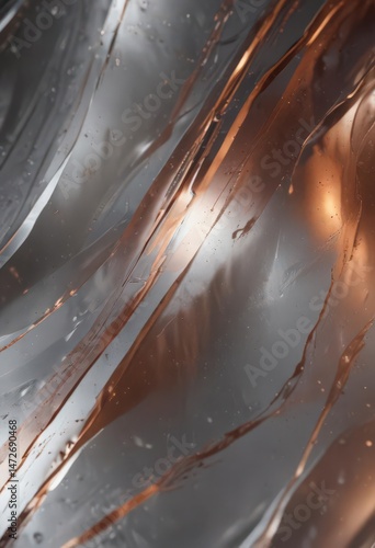 Abstract metallic surface, silver and copper sheen  Sleek, futuristic texture ,  aluminum,  gradient