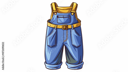 Casual overalls with rolled-up pant legs and a soft fabric, isolated on a clean Very beautiful white background