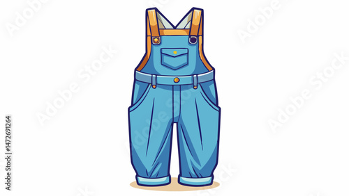 Casual overalls with rolled-up pant legs and a soft fabric, isolated on a clean Very beautiful white background