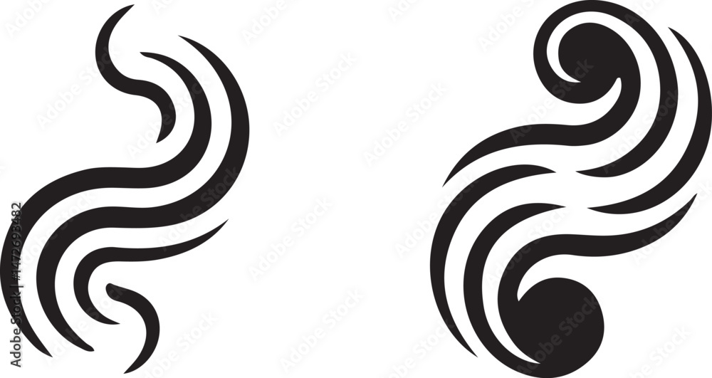 Abstract Swirl Elements, Monochrome Vector Design Abstract Swirl Elements, Monochrome Vector Design