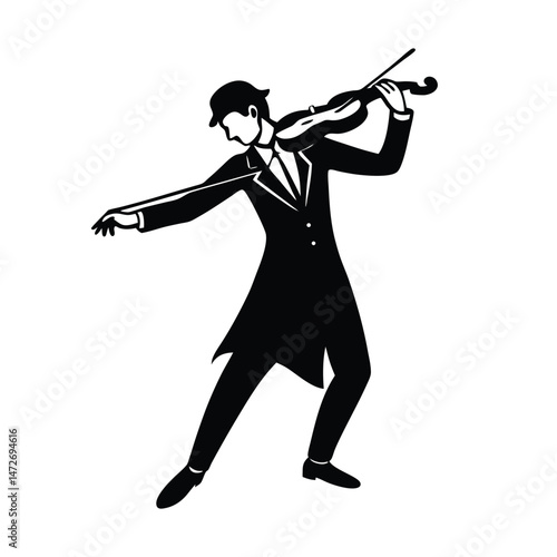 violinist minimalist silhouette vector illustration
