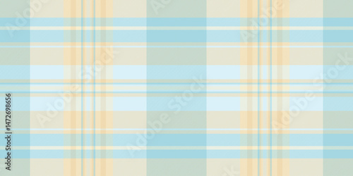 Serene pastel plaid pattern in soft blues and creams. Ideal for backgrounds, textiles, and website designs. Evokes feelings of calmness and tranquility.