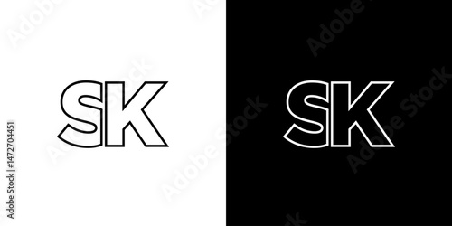 Letter S and K, SK logo design template. Minimal monogram initial based logotype.