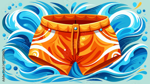 Orange swimming shorts trunks Very beautiful white background