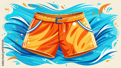 Orange swimming shorts trunks Very beautiful white background