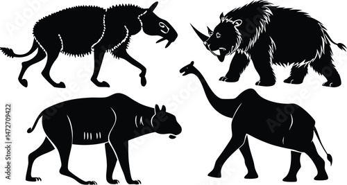 Prehistoric Animal Silhouette – Extinct Species Vector Illustration