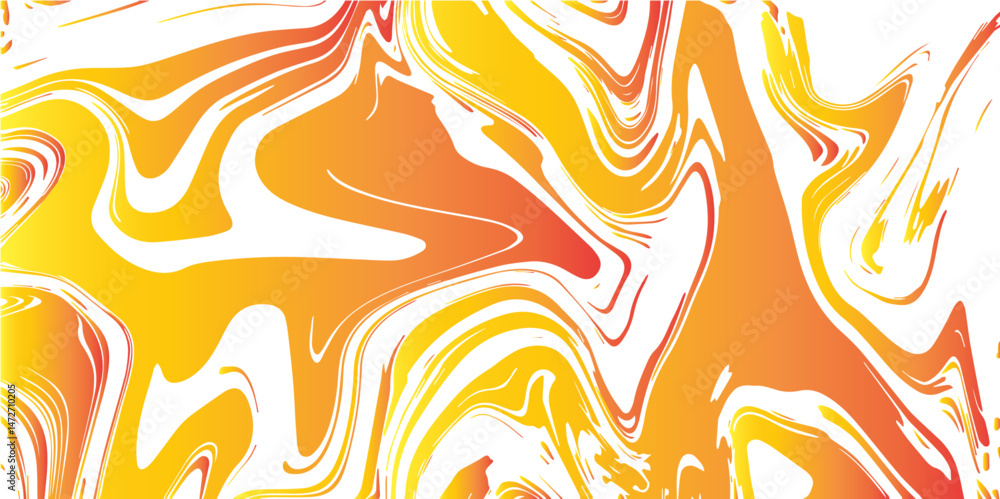 Fluid, organic smooth, paint-like lines with mimic ink and acrylic flow. Gold Marbleized Stripes With marble ink texture. Yellow and orange wavy background with mixing oil paint. Splash of paint. Fluid, organic smooth, paint-like lines with mimic ink and acrylic flow. Gold Marbleized Stripes With marble ink texture. Yellow and orange wavy background with mixing oil paint. Splash of paint.