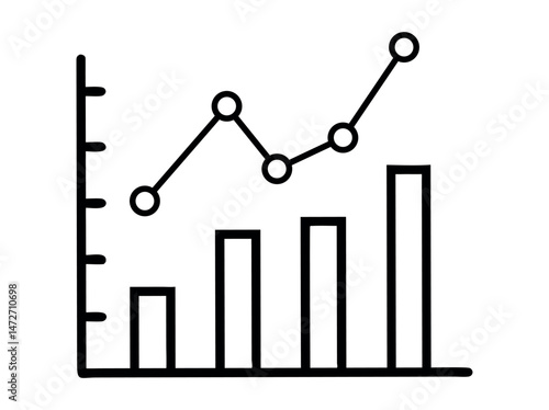 infographic of a rising bar graph, green graph illustration of increasing business growth. upward trendline and upward arrow, indicating positive growth. growth chart, increasing trend, bar graph, lin