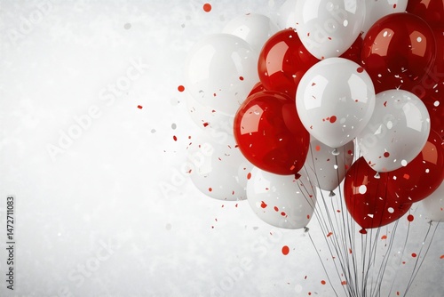 Colorful balloons create a festive atmosphere for celebrations at an event venue with white background, sale concept and event concept