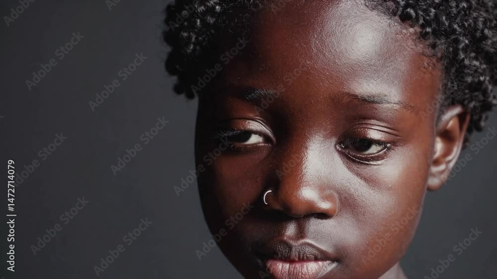 Close Up Portrait of Young Girl with Sad Facial Expression Close Up Portrait of Young Girl with Sad Facial Expression