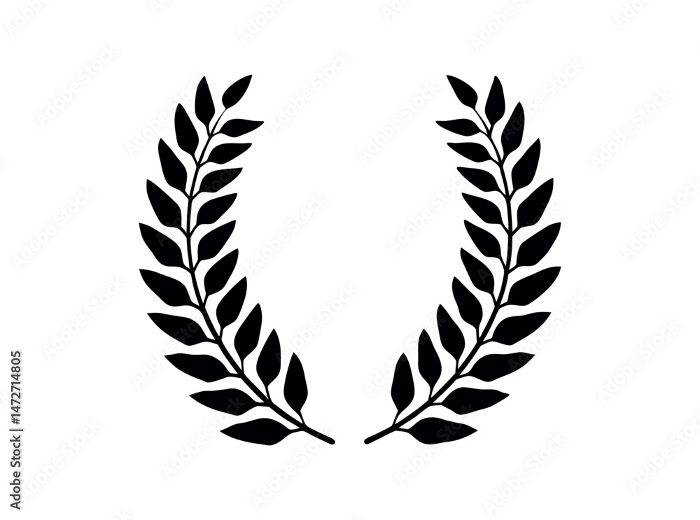 Fototapeta premium Set of Laurel Wreaths in Blue and Black, Collection of Black Laurel Wreaths on White Background, laurel wreath, laurel, wreath, crown, award, achievement, victory, success, education, school, celebrat