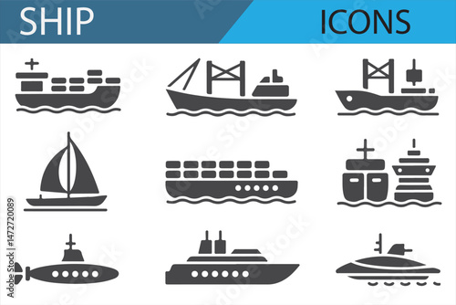 Set of Ocean Travel and Navigation Icons for Travel and Adventure