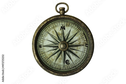 Vintage compass on transparent background for navigation activities