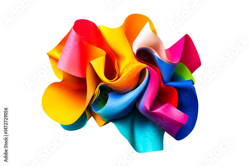 Colorful abstract sculpture with smooth curves and waves