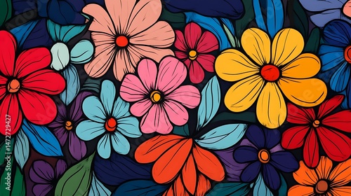 Colorful Floral Pattern Background. (2)