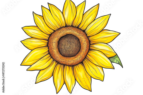 Bright sunflower with vibrant petals and detailed center