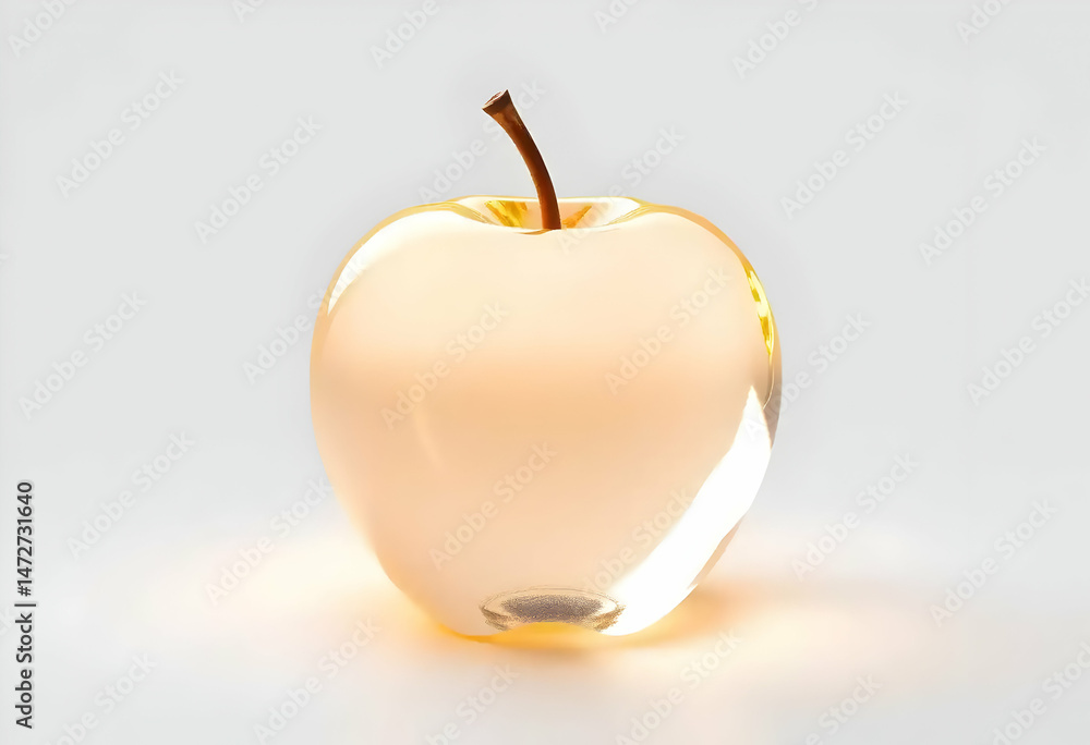 Obraz premium Transparent Apple with Internal Glow Isolated on White Background