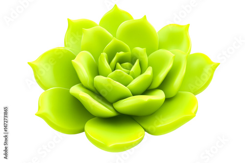 Bright green succulent with glossy leaves on a transparent background