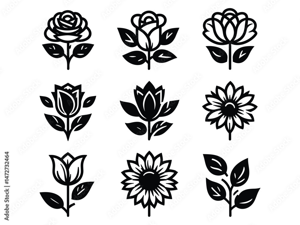 Flowers Vector Icon Pack Flowers Vector Icon Pack