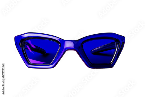 Stylish blue cat eye sunglasses with transparent background