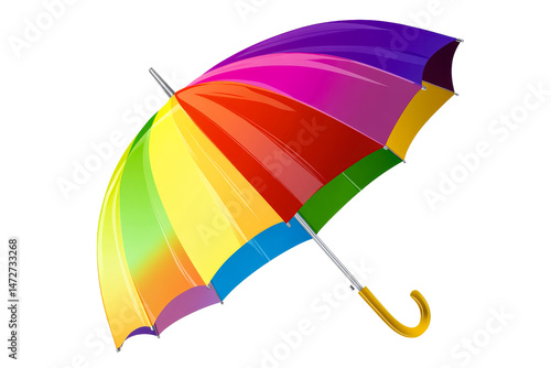 Rainbow patterned umbrella on a transparent background