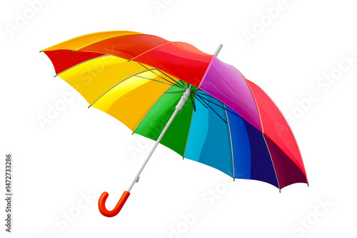Colorful umbrella with rainbow design on transparent background