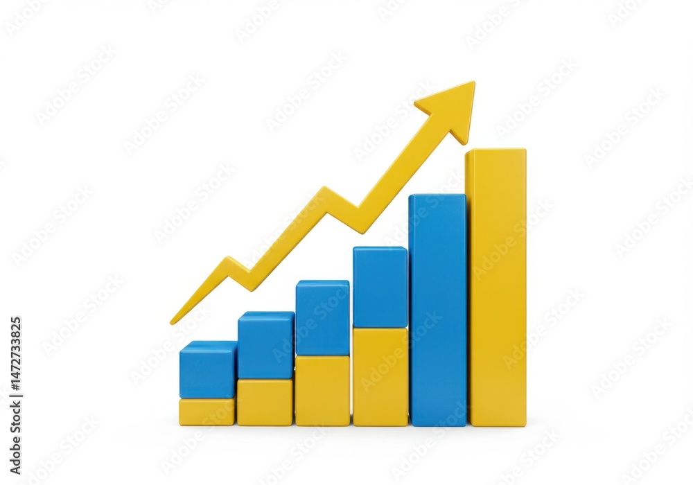 Ascending chart with arrow showing growth on a plain background isolated Ascending chart with arrow showing growth on a plain background isolated