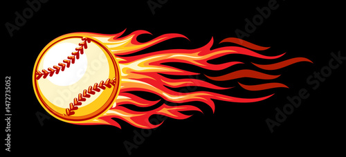 Baseball ball in flame