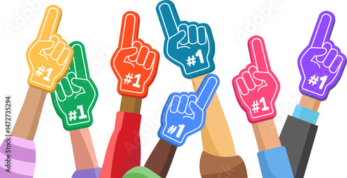 Fan foam fingers hands up