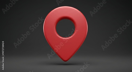 Red Map Pointer Icon on Dark Background Navigation Location Symbol