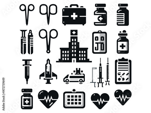 Hospital Items Vector Icon Pack 