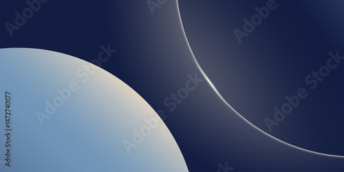 Bright light on dark planet horizon. Realistic vector illustration of blue space galaxy with starry night sky, sun shining behind earth, cosmos exploration game background, science fiction background