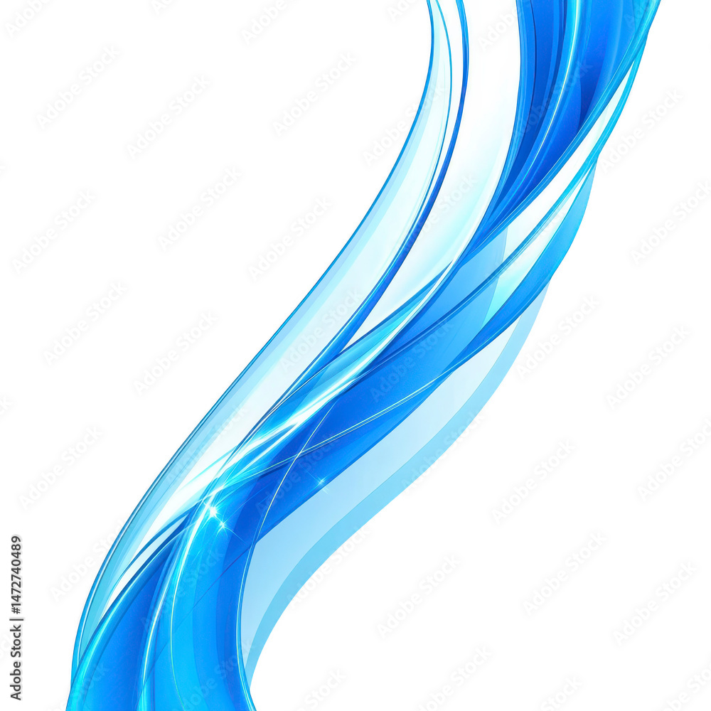 Fototapeta premium Dynamic, abstract blue wave design with smooth curves and glossy finish, creating sense of motion and fluidity. vibrant shades of blue add modern and futuristic feel