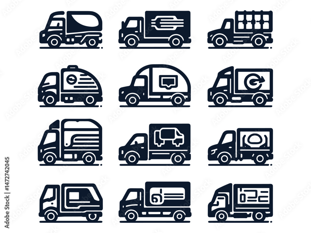 Naklejka premium Lorry Vector Icon Pack 