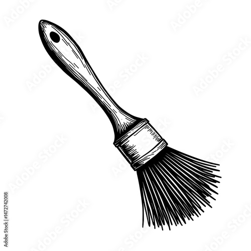 Engraved cleaning brush icon – concept of scrubbing sanitation textured household bristle tool
