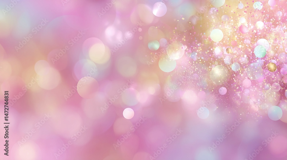 Fototapeta premium Abstract blurred background with pink purple and golden hues soft focus.